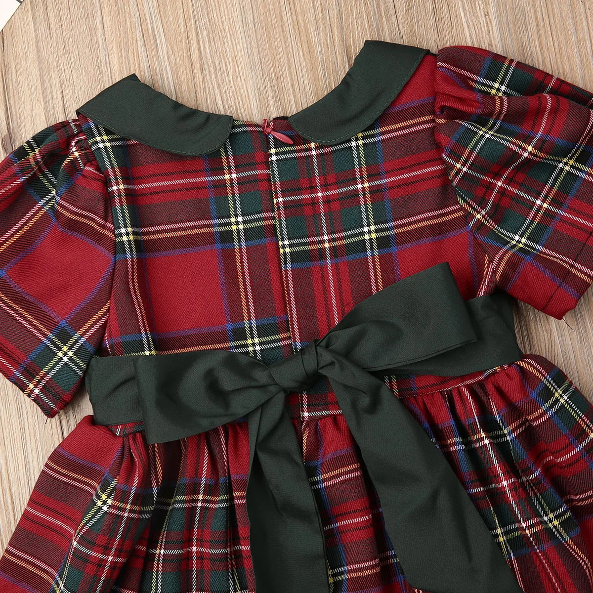 Xmas Clothing Toddler Kids Baby Girls Clothes Short sleeve Christmas Red Plaid Bowknot Tutu Dress Checked Santa Gown 6M-4T | Детская