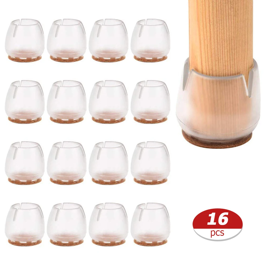 

16PCS Chair Leg Covers Anti-scratch Chair Leg Cap Transparent Chair Leg Cover