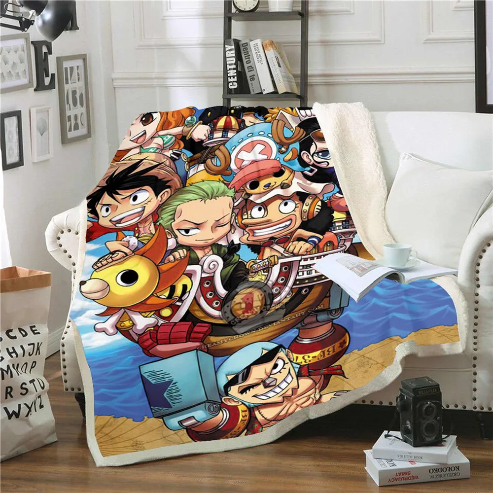 

Anime One Piece 3D Printed Sherpa Blanket Couch Quilt Cover Travel Bedding Velvet Plush Throw Fleece Blanket Bedspread 003