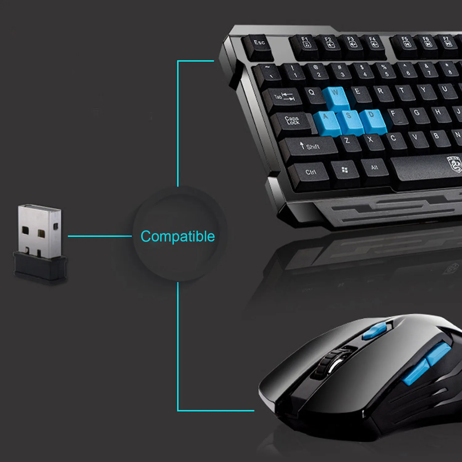 Elisona Gamer 2 4G Беспроводная клавиатура мышь набор игровых клавиш настольная