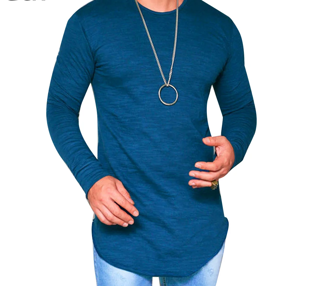

Men Autumn Solid Color O Neck Long Sleeve Cotton Thin T-shirt Bottoming Top Casual White Black Oversize T-shirt