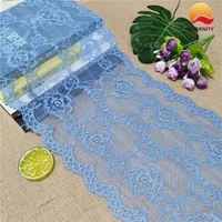 e1851 23cm nylon spandex stretch jacquard lace trimmings fabric ribbon for wedding decoration white large