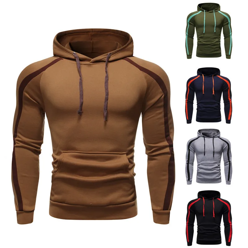 

2021 Autumn Winter New Fashion Contrast Color European Men's Casual Sweater Coat Men's Hooded Pullover Sweater