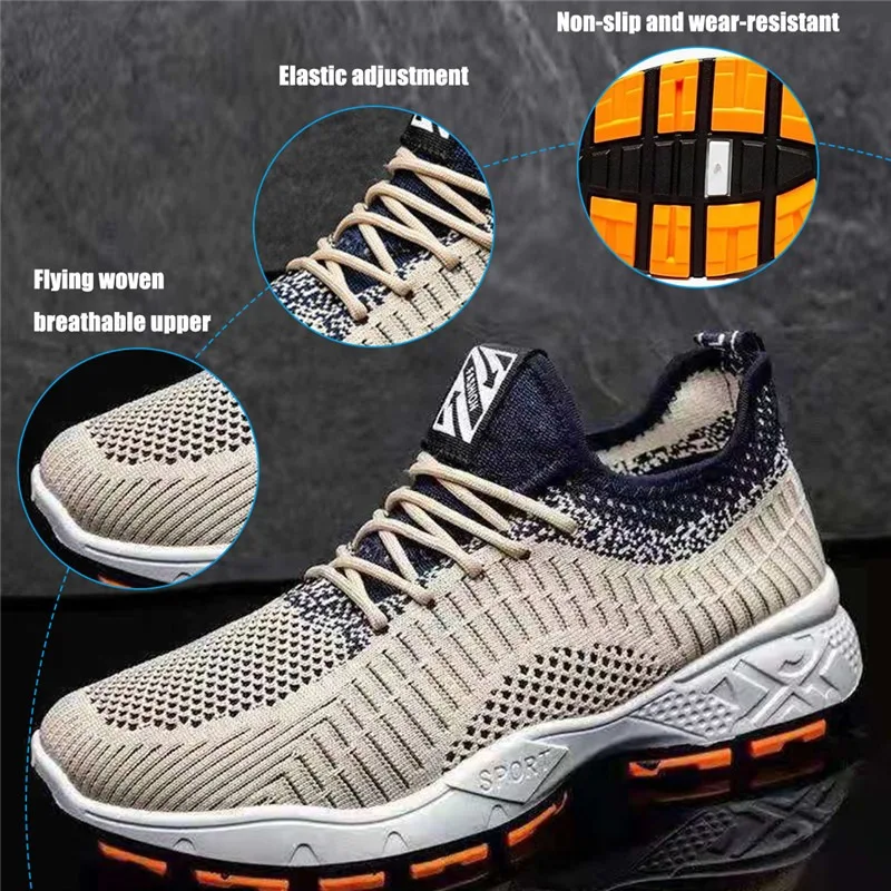 

Mountaineering Bottom Sports Men's Shoes Flying Woven Breathable Casual Men's Running Shoes Trend Wild Men's Single Shoes