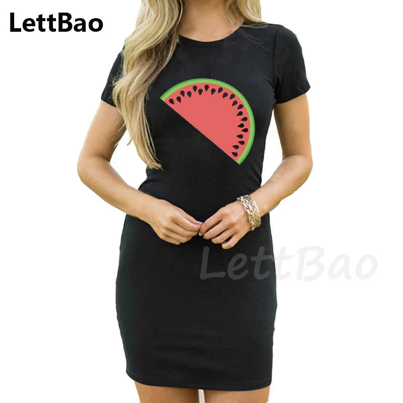 

watermelon Summer Dress Women's T-Shirt Dress Summer Short Sleeves Printed Funny T Shirt Dress Women Fashion Casual Dress Femme