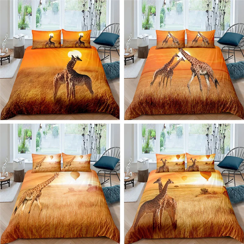 Домашний текстиль Роскошные 3D одежда с принтом жирафа 2/3 шт. удобные постельного
