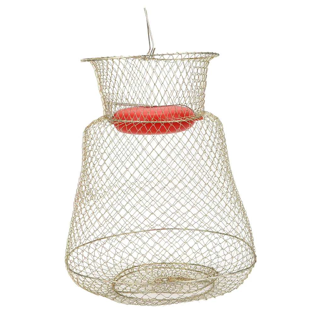 

Железная Складная круглая портативная корзина для рыбы и креветок, клетка для рыболовной сети с плавающей чашей (диаметр 33 см)