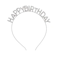 happy birthday headbands gold silver alloy hair clips hair ornaments birthday party decoration kids birthday hats crown