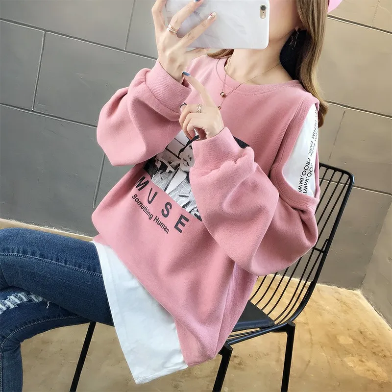 Свитер с принтом коллекция 2019 года серый цвет сезон осень-зима Новинка женский