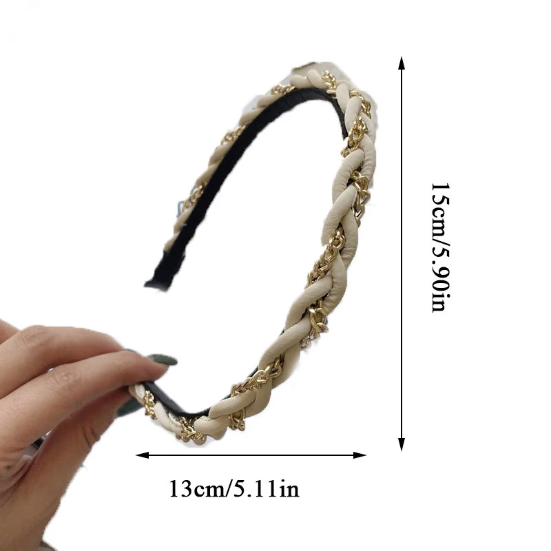 

Thin Head Hoop Fashion Hair Accessories Twist Braid Alloy Chain Braided Hair Hoop Wash Face Makeup Hairbands Women Headband