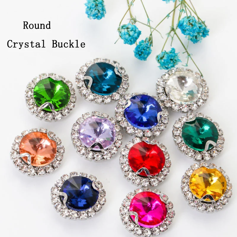 Блестящая серебряная стразы пряжка красочные стеклянные Пришивные кристаллы
