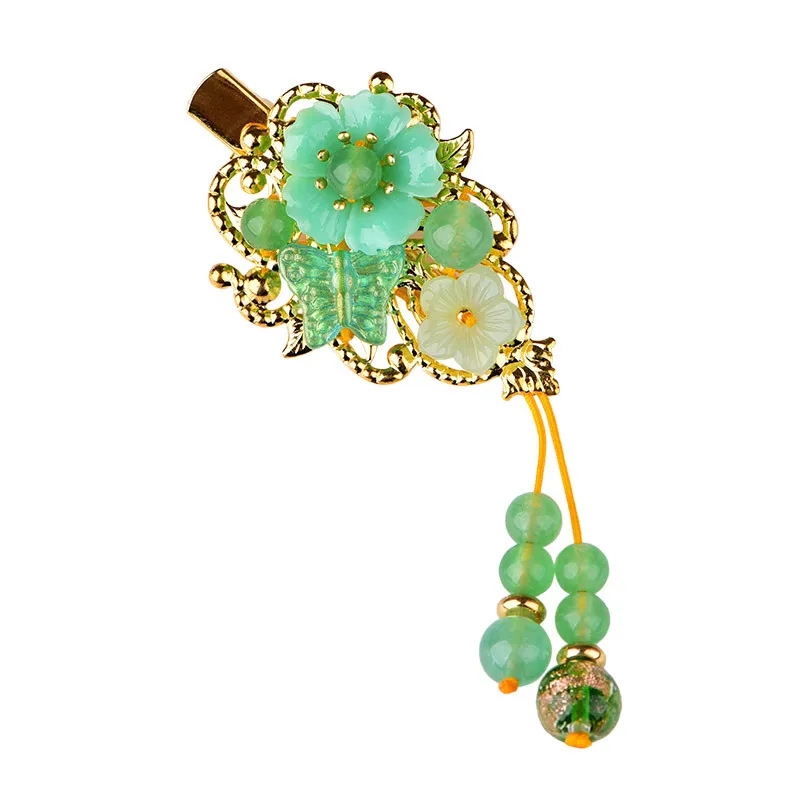 Нефритовый камень заколки цветы шпилька Шарм жадеит ювелирные изделия резной