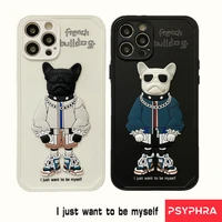 creative painting hot french bulldog dog phone case for iphone 12 11 pro 6 8 7 plus x xr xs max ultra funk tpu back cover