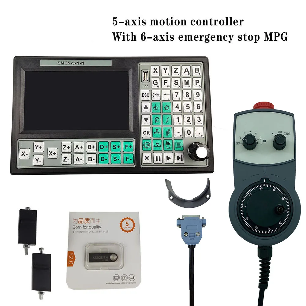 hot ! CNC Controller Offline USB SMC5 CNC5-Axis Offline Mach3 G-Code7-Inch Large Screen Emergency Stop  Electronic Handwhel