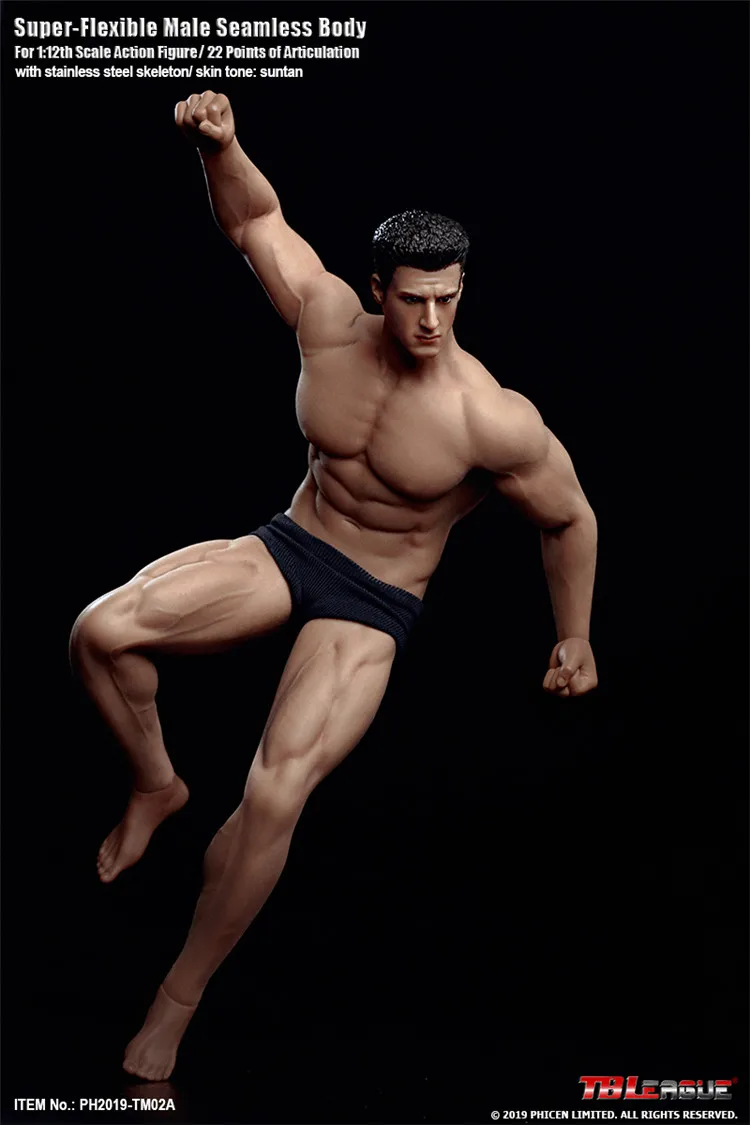 TBLeague 1/12 Super-Flexible Male Seamless Body Action Figure with Head Sculpt TM01A /TM02A Fitness Suntan Skin Soldier Figures | Игрушки и