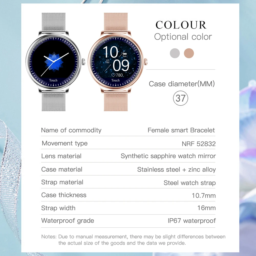 NY12 Elegant Smart Watch Women Reloj Inteligent Heartrate Monitor SmartWatch Mujer For Android IOS To Girls Girlfriend 2020 Gift |