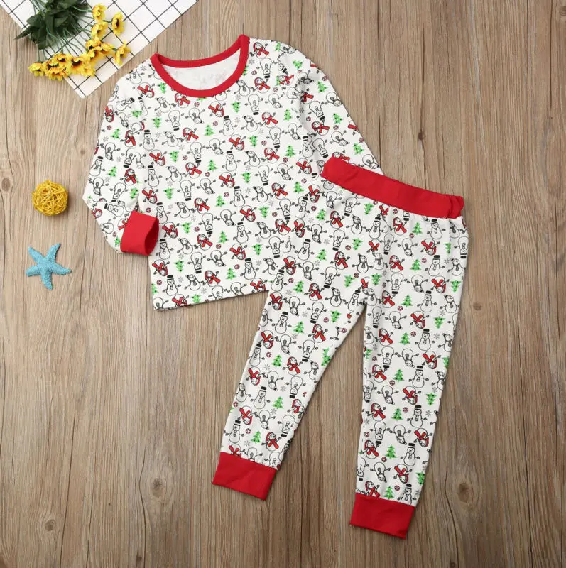 Рождественский пижамный комплект для маленьких мальчиков и девочек
