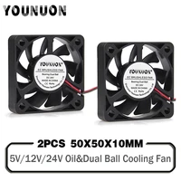 2 pieces dc 24v 12v 5v 50mm 5010 cooling fan 2pin 3pin ball bearing computer case cpu cooler cooling fan 50x50x10mm cooler fan
