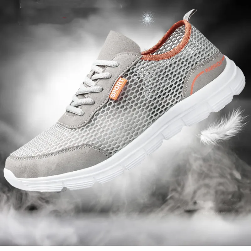 

Кроссовки мужские сетчатые на шнуровке, дышащие мягкие легсветильник, Нескользящие, на плоской подошве, Спортивная Уличная обувь с ремешко...