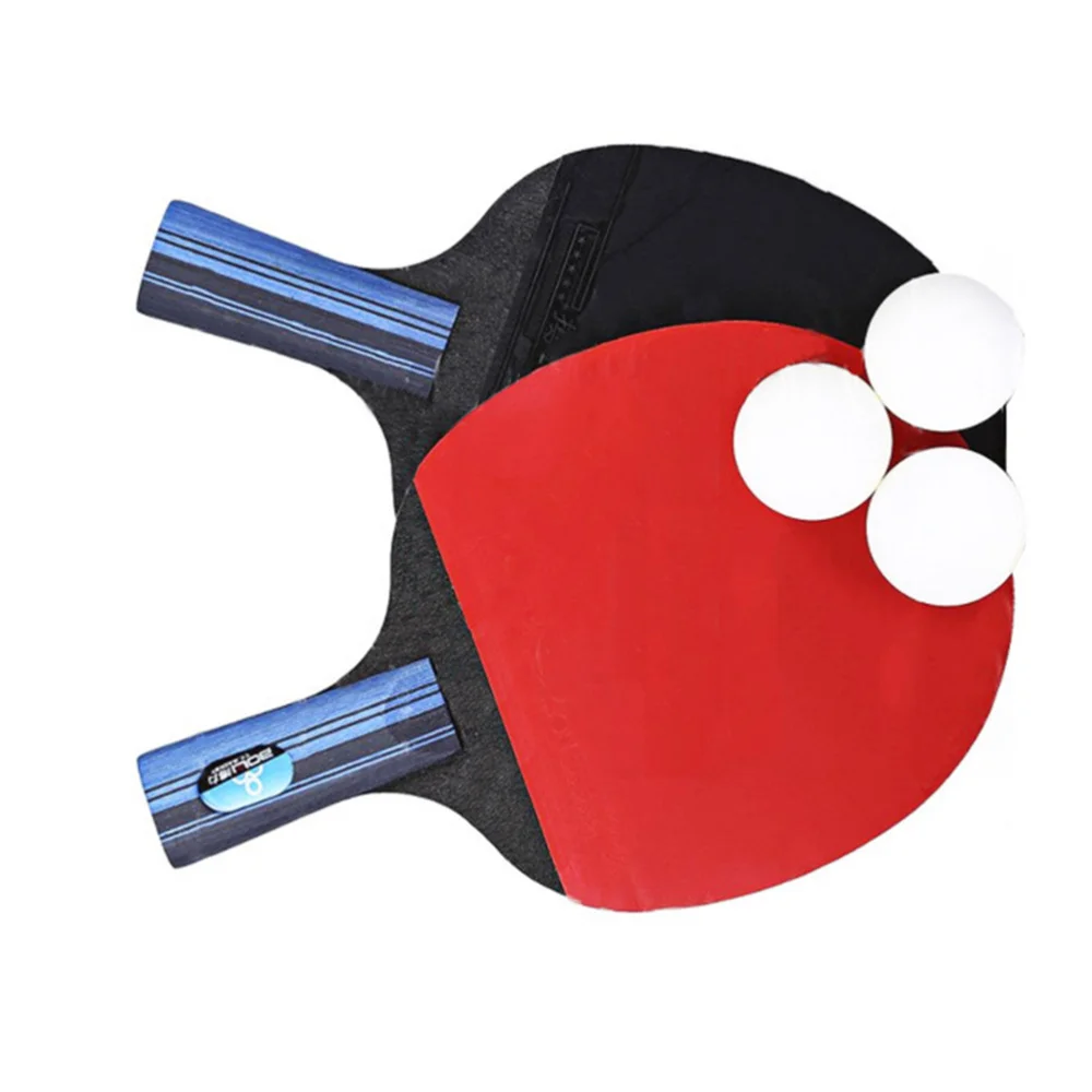 

Table Tennis Racket Double Side Reverse Rubber Faced Beginner Training Ping-pong Board Table Tennis Racket Set (Long Handle, Ran