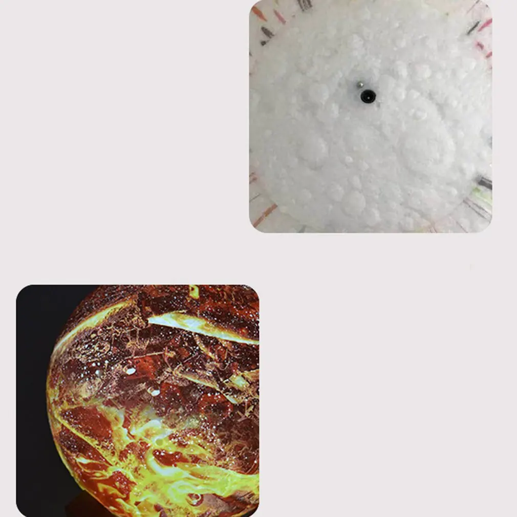 

3D Print LED Round Moon Night Light Lamps Home Decor Bedroom Bookcase Moon Lamp for Christmas Creative Gift with Wooden Stand