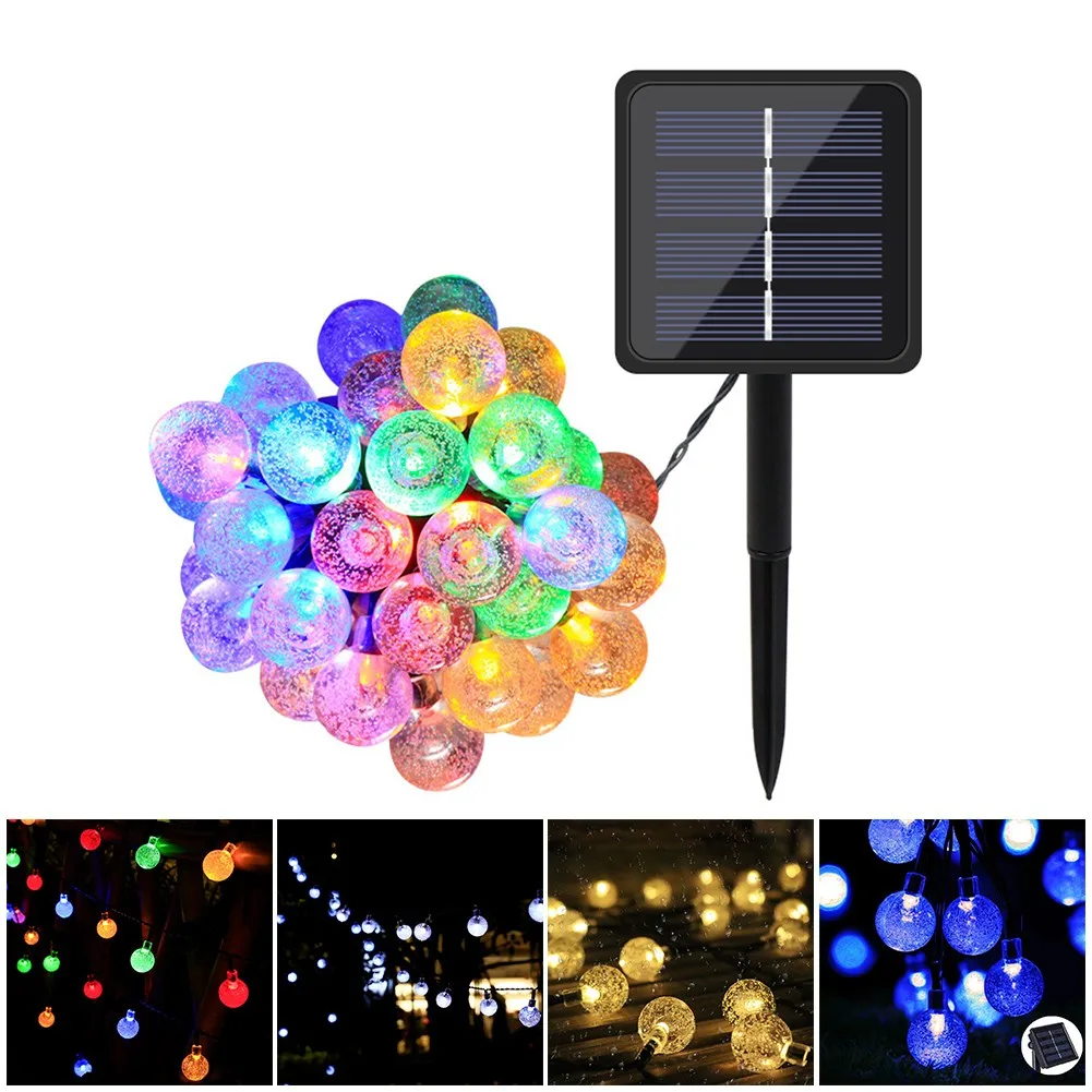 

5 Meters 20 Light LED Solar Light String Decor Crystal Ball LED Color Light Christmas Wedding Festival Party Yard Decor 4 Color