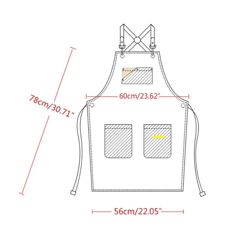

Chef Apron Cotton Canvas Cross Back Adjustable Apron with Pockets for Women and Dropshipping