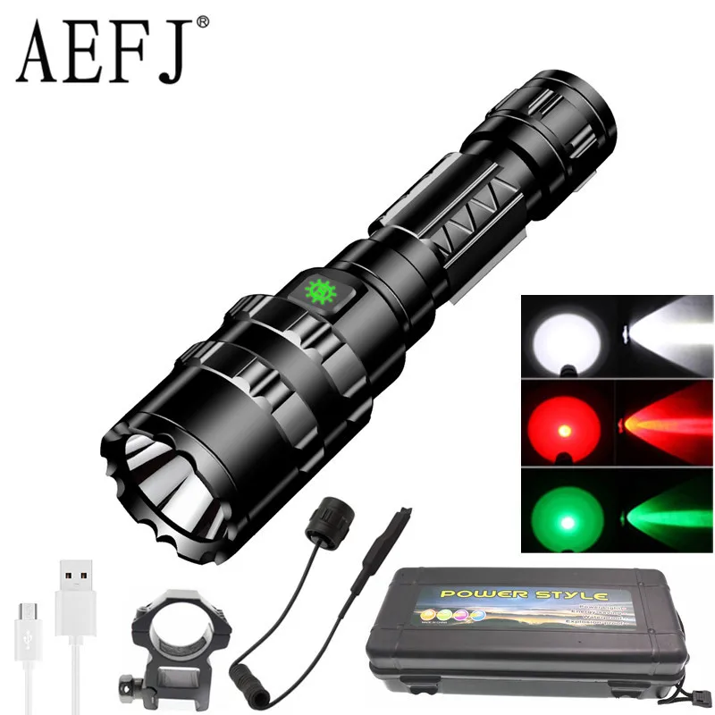 Охотничий L2 USB Перезаряжаемый тактический флэш светильник красный/зеленый/белый