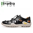 Мужские кожаные сандалии, коричневые классические сандалии, кроссовки для улицы, пляжные шлепанцы с резиновой подошвой, лето 2019