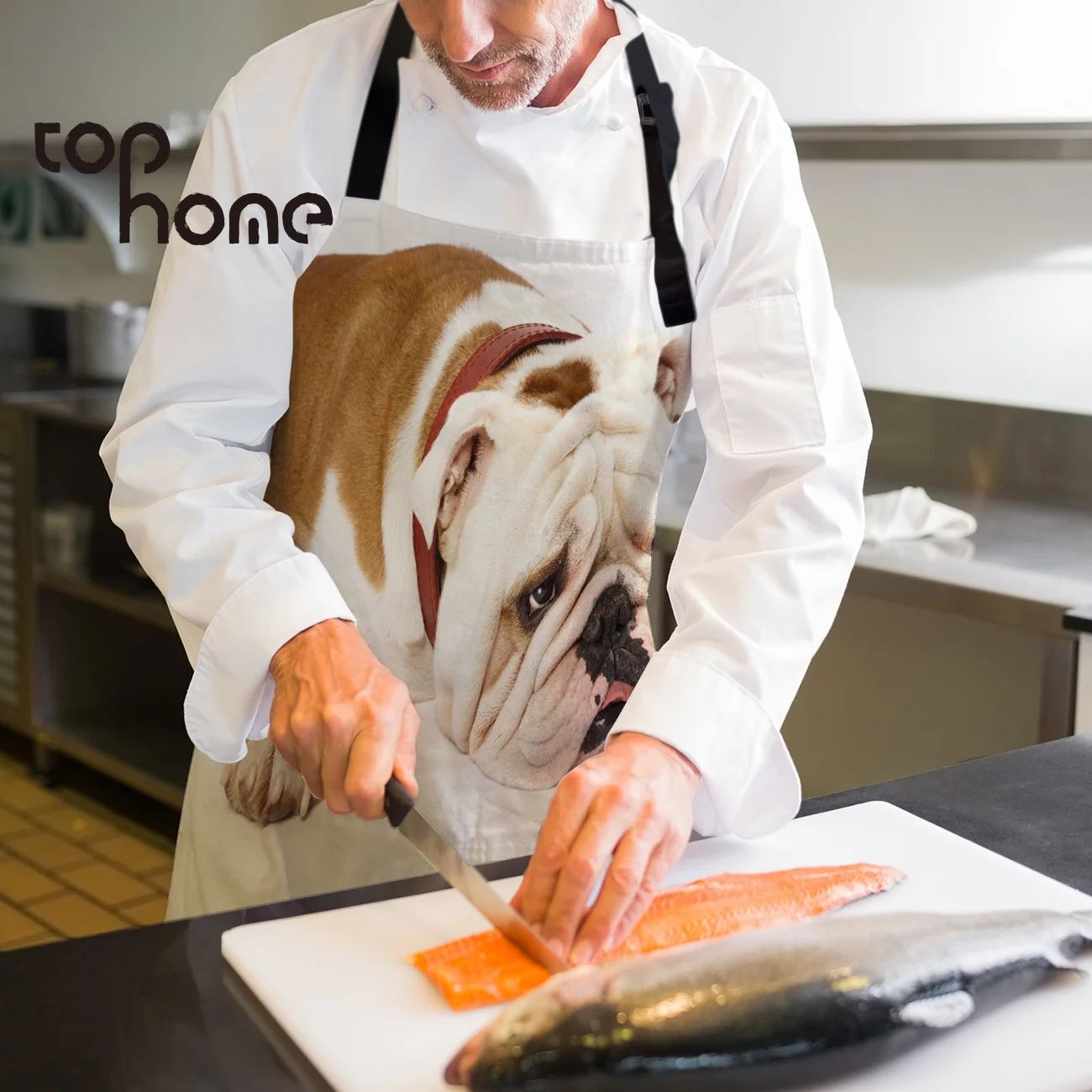 Tophome кухонный фартук английский бульдог забавная собака прочные фартуки из