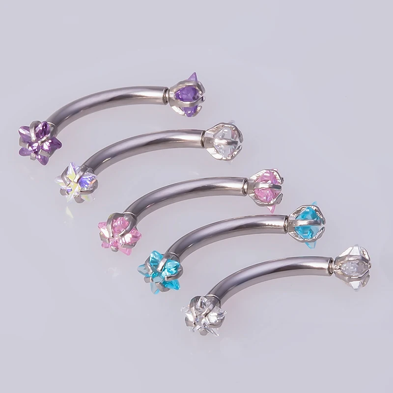 Стальная Спиральные серьги с цирконом кольца для пирсинга бровей и Козелка