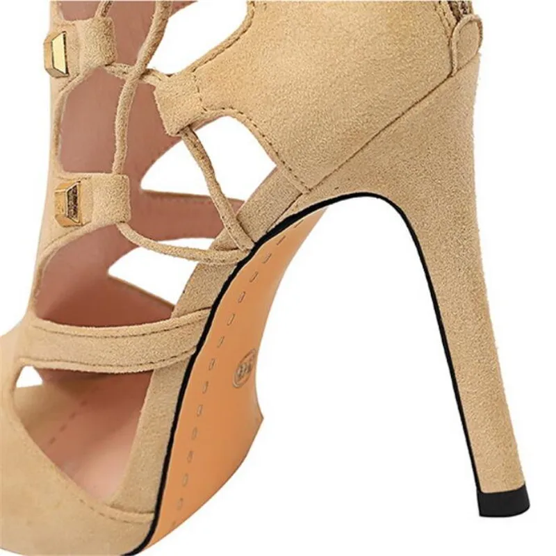 

2021 new women's sandals sexy nightclub women's shoes open toe hollow women's shoes wedding shoes 11CM stilettos 3-8 9