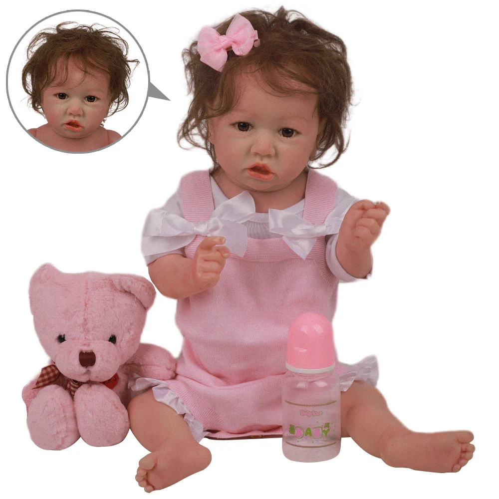 

23'' 58CM Lovely Bebe Reborn Baby Dolls Full Vinyl Body So Truly Like Alive Doll In Brazil Toddler bebe Toy Birthday Gifts