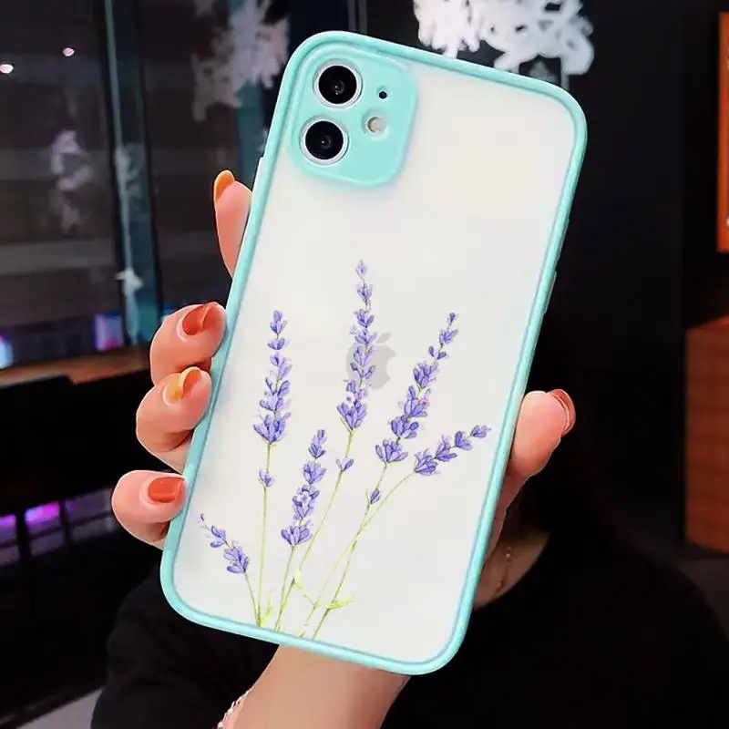 Простой матовый прозрачный чехол для телефона с фиолетовыми цветами iPhone 7 8 x xs xr 11