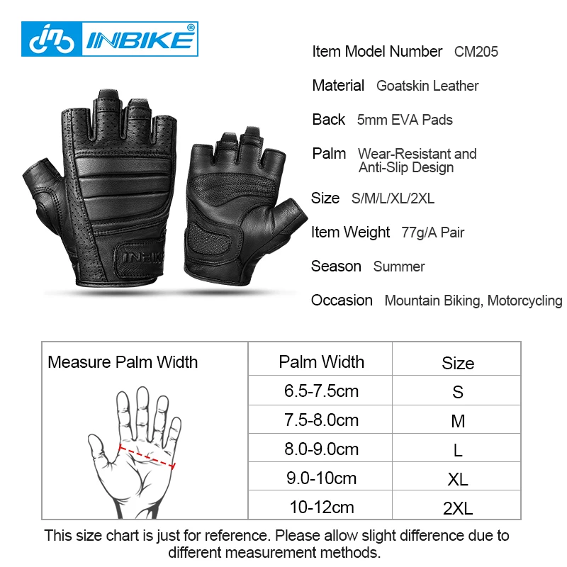 Перчатки INBIKE мужские из козьей кожи кожаные велосипедные митенки с пальцами