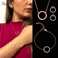 sinleery hollow round jewelry sets for women yellow rose gold silver color necklace earrings bracelet jewelry sets zd1 ssh
