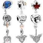 Подвеска в виде канадского кленового листа, звезды, Луны, земли, цветущего полива, бусины, искусственный серебряный шарм, подходит для браслета Pandora, ювелирные изделия для рукоделия