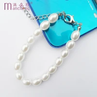 simple oval imitation white pearl beads bracelet women girl trendy rope chain strand pearl bracelet for birthday gift