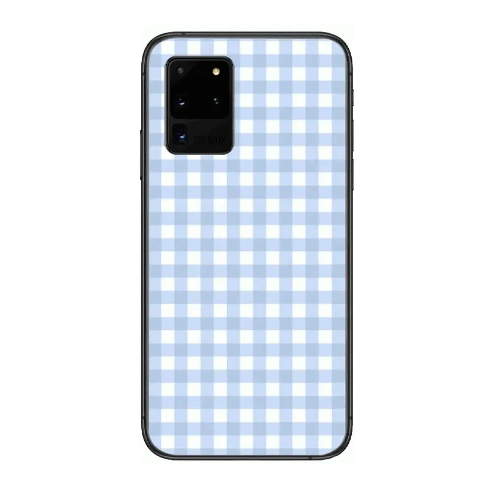 

Fashion plaid Phone cover hull For SamSung Galaxy S 6 7 8 9 10 20 Plus Edge E 5G Lite Ultra black soft bumper