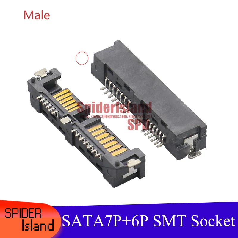 Billig 500 Stücke/1000 Stücke SATA 7P + 15PIN Männlichen Typ A SMT Mit Konvexen Kunststoff Säule Fuß SATA 22P Buchse Stecker Für Schweiß Motherboard