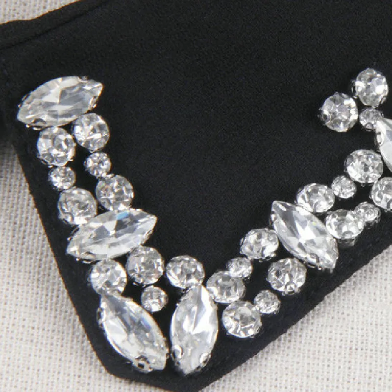 

White Black Fashion Chiffon Fake Collar Women Female Detachable Rhinestone Shirt Doll False Collars Clothes Accessories