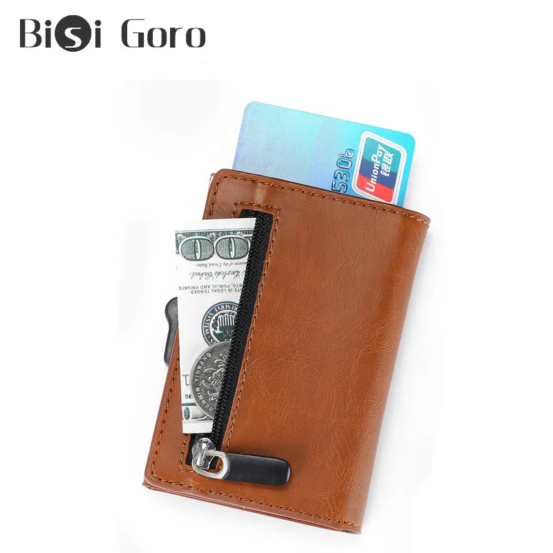 

Кошелек BISI GORO RFID с блокировкой карт, Умный кошелек, винтажные кошельки из искусственной кожи, магнитный держатель для карт, Повседневная сум...