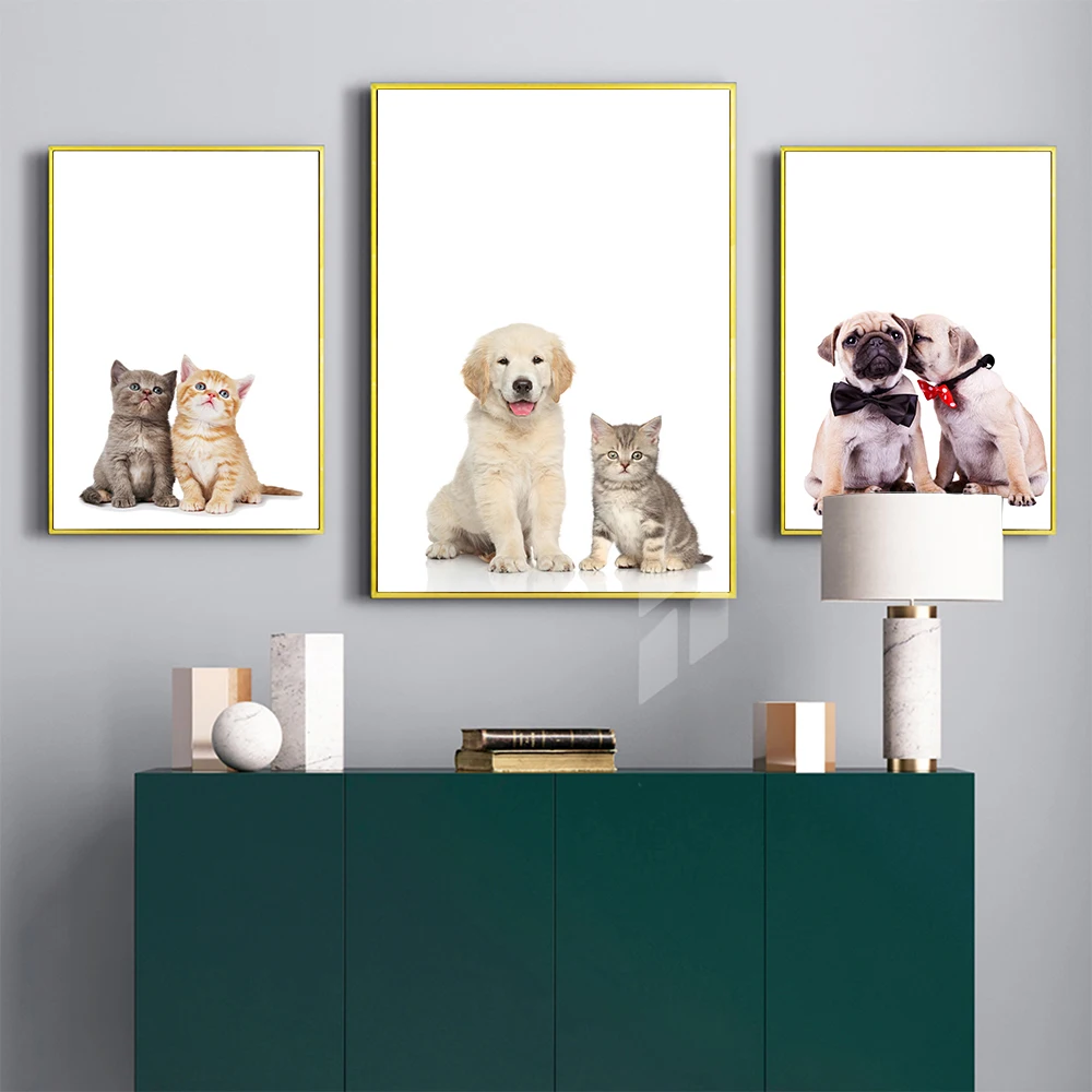 Wall Art Милая собачка кошка курица из плотной ткани постеры с масляной живописью