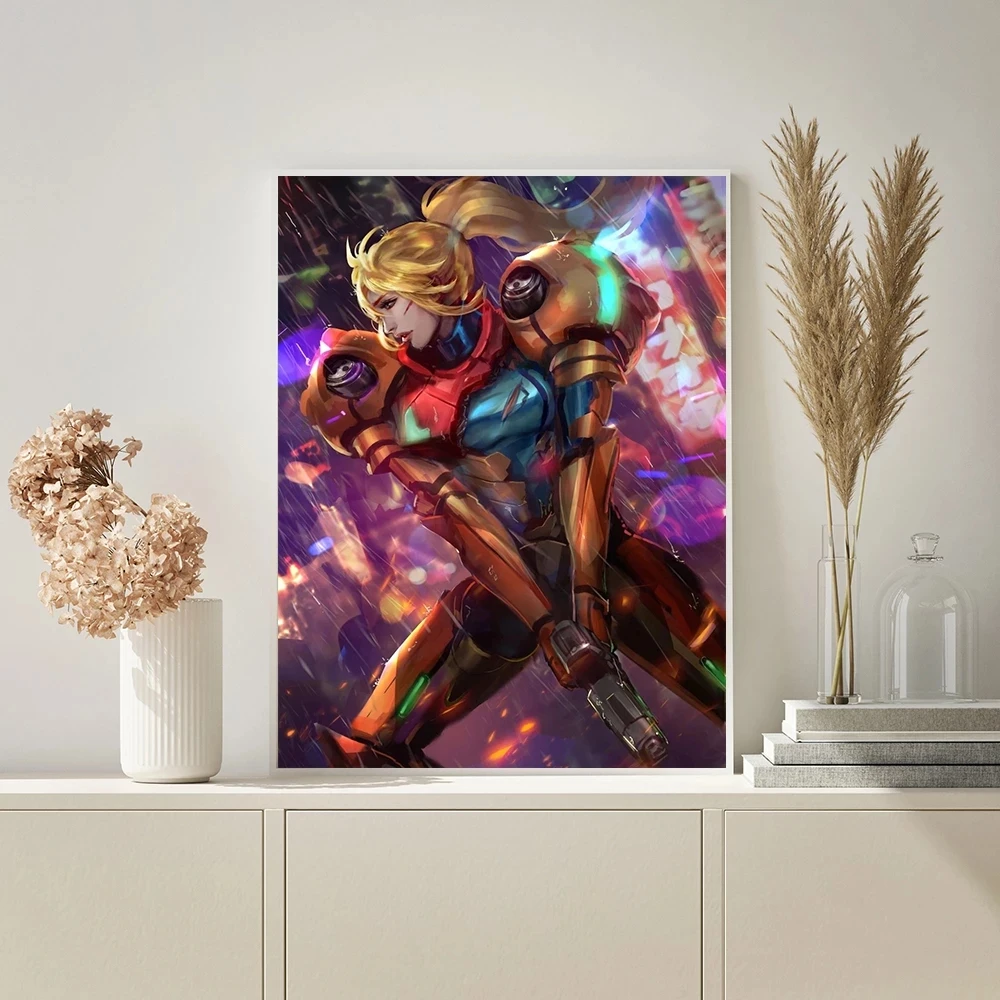 

Samus Aran Metroid Video Games Animation Poster Prints Canvas Painting Home Decor Modular Pictures Wall Art Modern Living Room