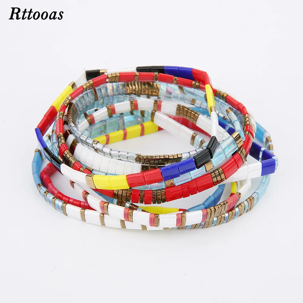 Rttooas новинка простой браслет плоский растягивающийся квадратный для женщин и