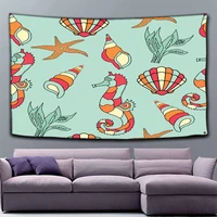 cartoon sea starfish fish shell pattern wall hanging tapestry home decoration bedspread soft fabric sleeping tapestries