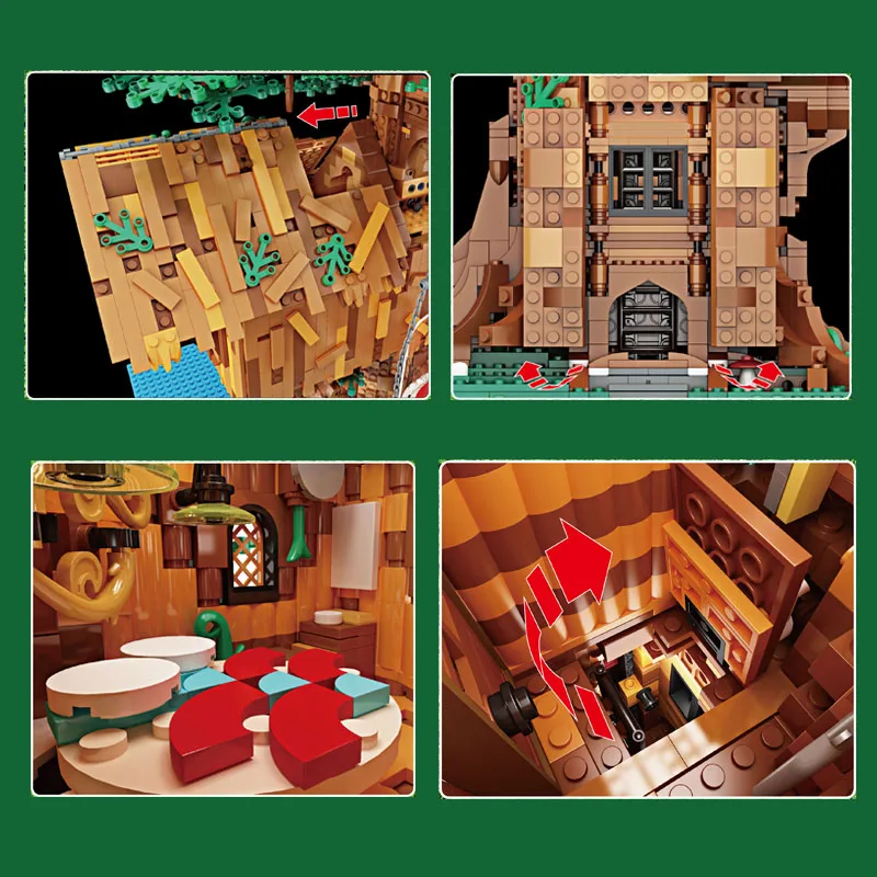 

MOULD KING Aovatown Tree House with Light Building Blocks Assembly Bricks Model 3958 PCS MOC 16033 Creative Kids Birthday Gifts