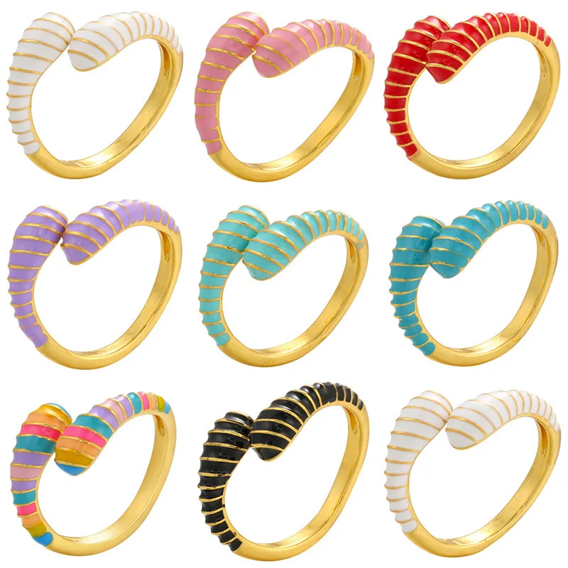 

Minimalist Enamel Rings for Women Caterpillar Snake Shape Ring Gold Plated Stainless Steel Finger Ring Wedding Party Jewelry