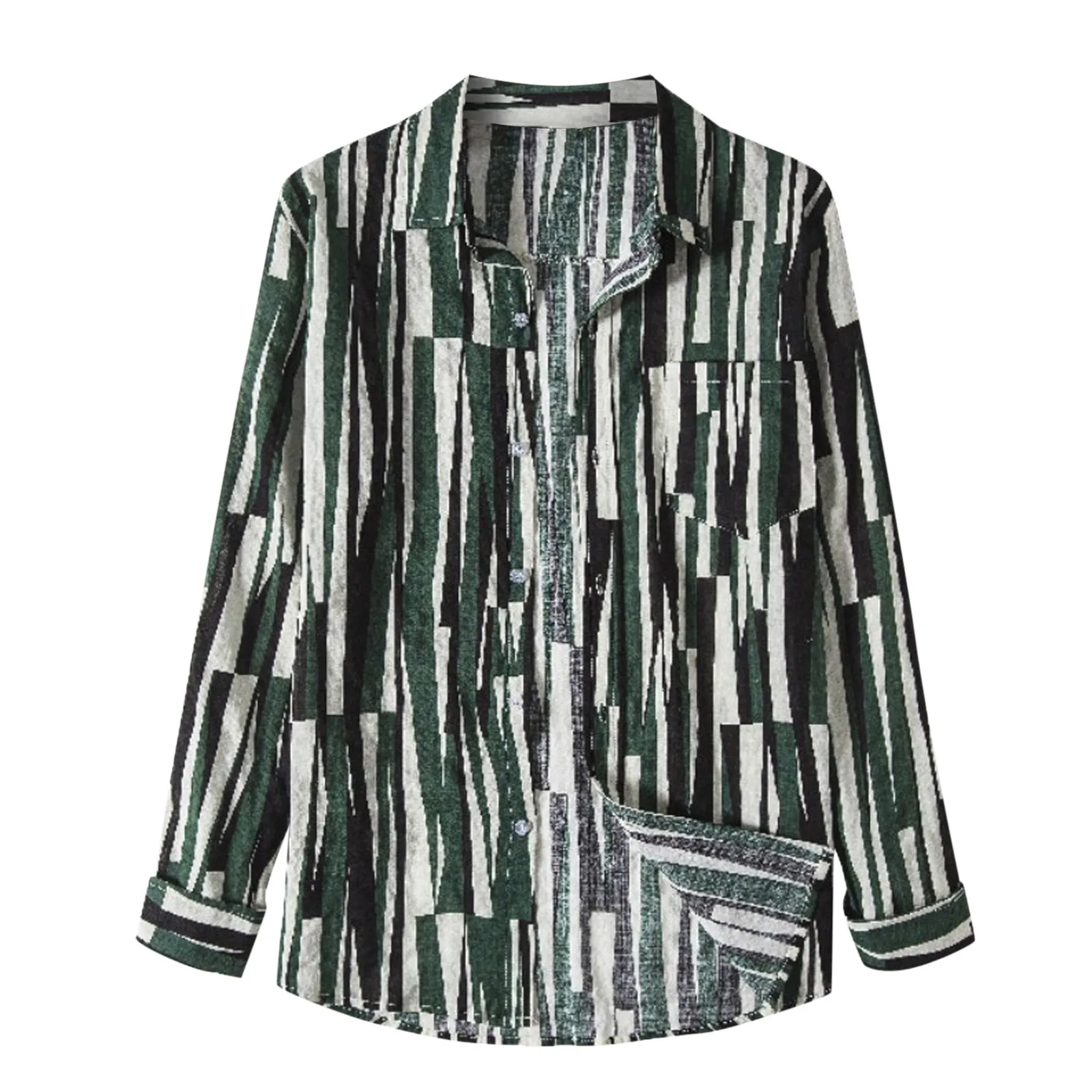 

2021 Men's Cotton And Linen Shirt Printed Stand Collar Long-sleeved Shirt Fashion Casual High Quality Shirts Camisas De Hombre