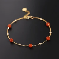 daimi gypsophila persimmon south red agate bracelet female day genuine gemstones yellow 18k gold for girlfriend